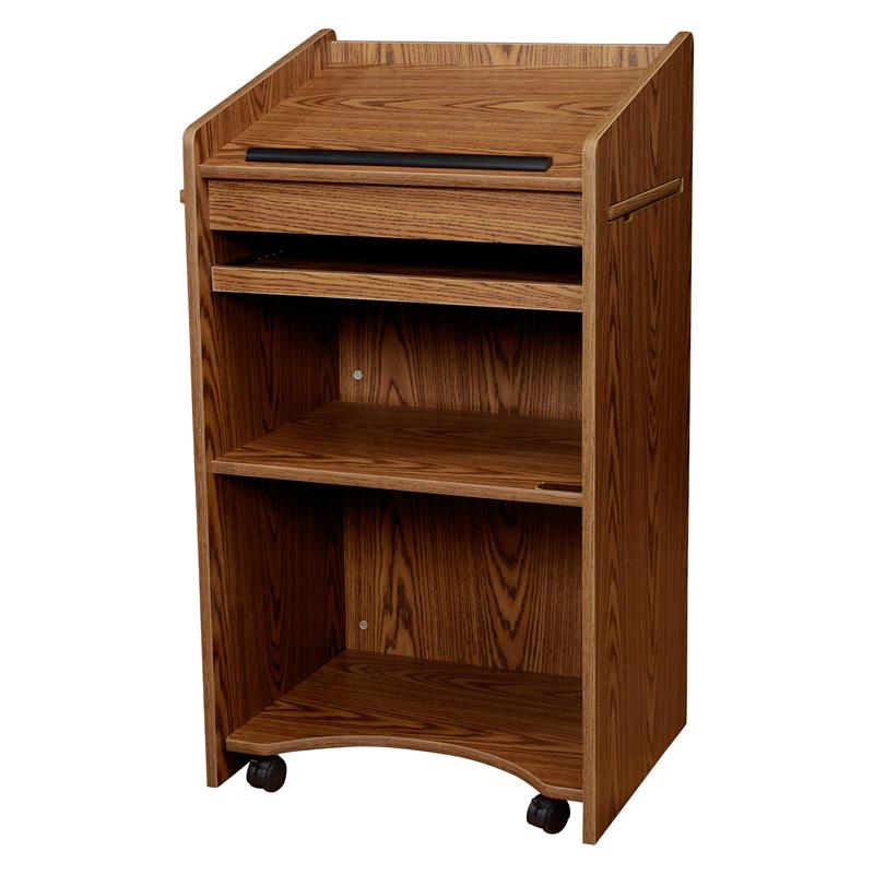 Pemberly Row Modern Wood Aristocrat Non-Sound Lectern in Medium Oak