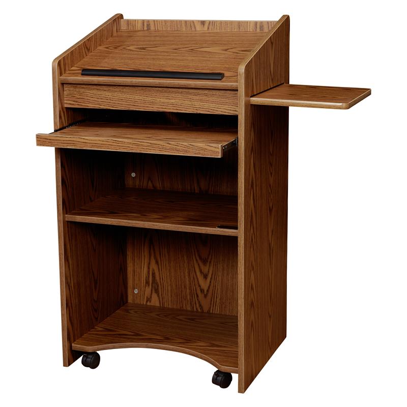 Pemberly Row Modern Wood Aristocrat Non-Sound Lectern in Medium Oak