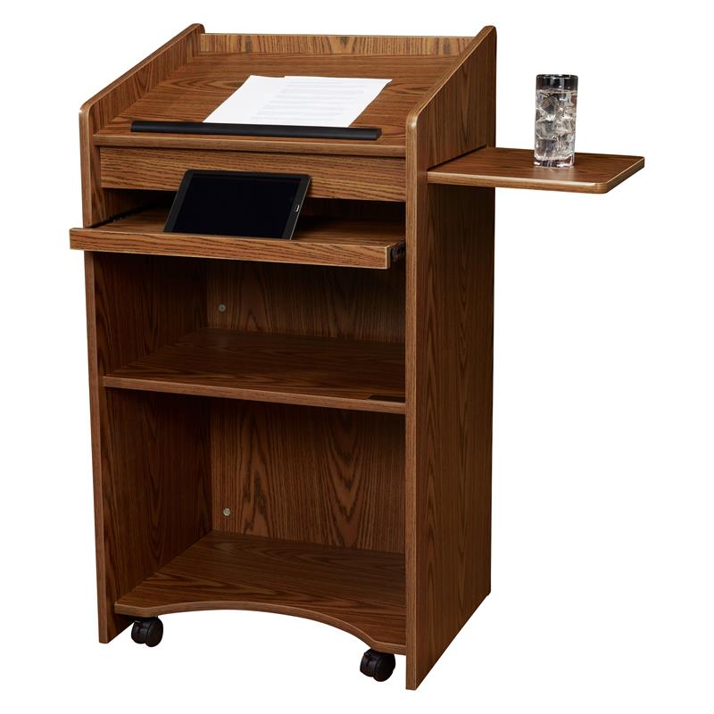 Pemberly Row Modern Wood Aristocrat Non-Sound Lectern in Medium Oak