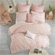 Pemberly Row 7-Piece Farmhouse Cotton Jacquard Comforter Set in Pink