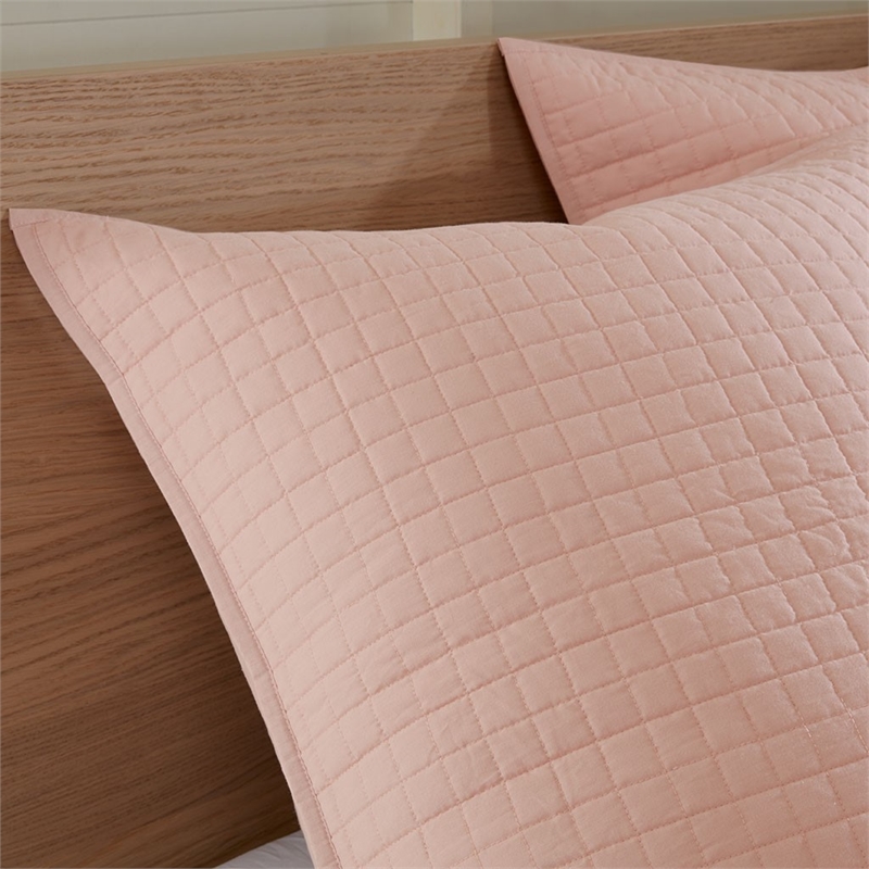 Pemberly Row 7-Piece Farmhouse Cotton Jacquard Comforter Set in Pink