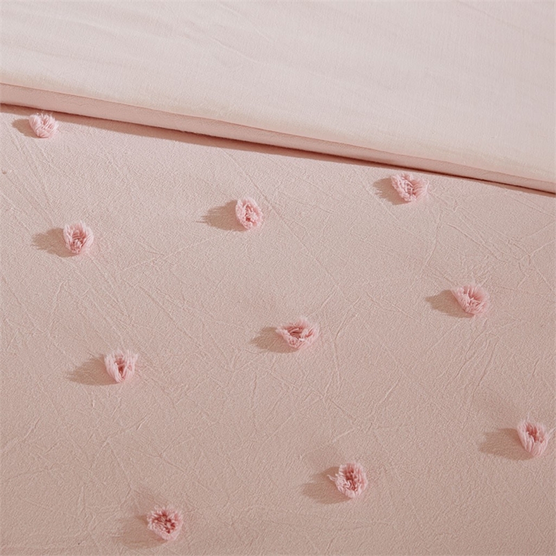 Pemberly Row 7-Piece Farmhouse Cotton Jacquard Comforter Set in Pink