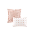Pemberly Row 7-Piece Farmhouse Cotton Jacquard Comforter Set in Pink