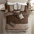 Pemberly Row Modern 7-Piece Faux Suede Comforter Set in Brown
