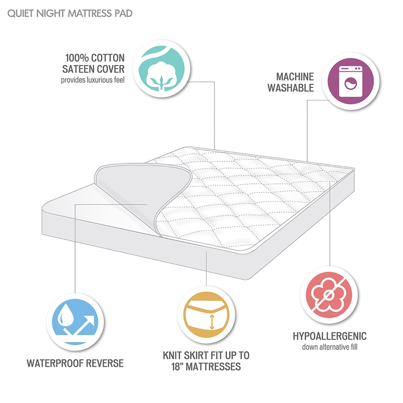 Pemberly Row 300 Thread Count Cotton Sateen Waterproof Mattress Pad