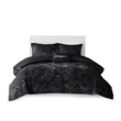 Pemberly Row Contemporary Velvet Comforter Set in Black Finish