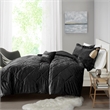 Pemberly Row Contemporary Velvet Comforter Set in Black Finish