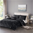 Pemberly Row Contemporary Velvet Comforter Set in Black Finish