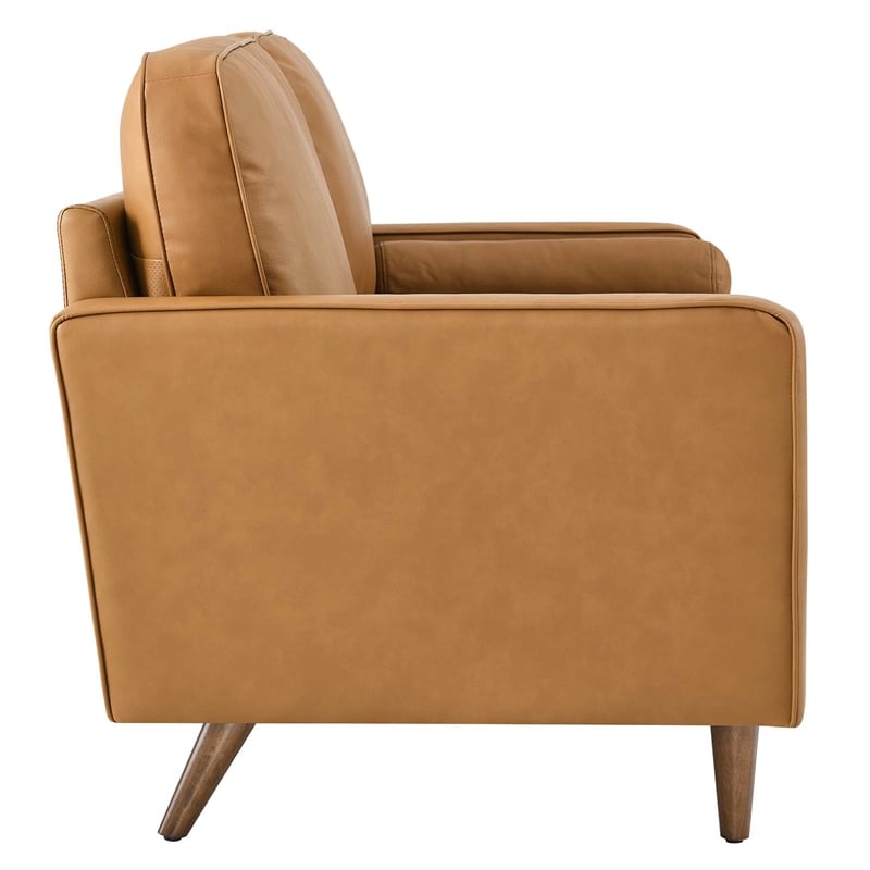 Pemberly Row Modern Style Leather and Dense Foam Loveseat in Tan Finish