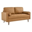 Pemberly Row Modern Style Leather and Dense Foam Loveseat in Tan Finish