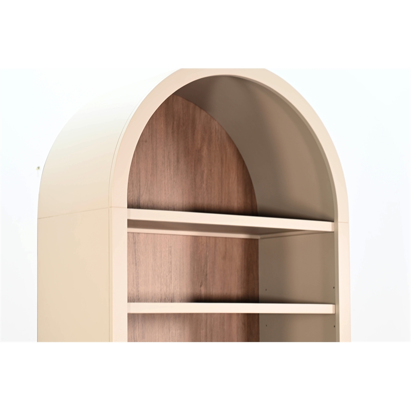 Pemberly Row Contemporary Arched Display Cabinet with Doors in Off White
