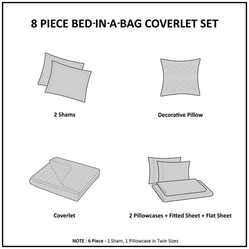 Pemberly Row 8-Piece Quilt Set with Cotton Bed Sheets - Taupe