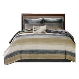 pemberly row 8-piece quilt set with cotton bed sheets - taupe