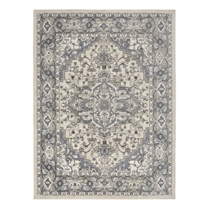 Pemberly Row 8' x 10' Ivory Blue Fabric Vintage Area Rug (8' x 10')