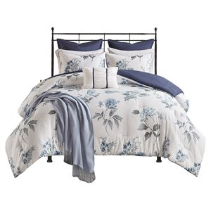 Pemberly Row 7-Piece Polyester Comforter Set with Throw Blanket in Blue