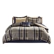 Pemberly Row Plaid Comforter Set with Bed Sheets in Navy Multi