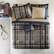 Pemberly Row Plaid Comforter Set with Bed Sheets in Navy Multi
