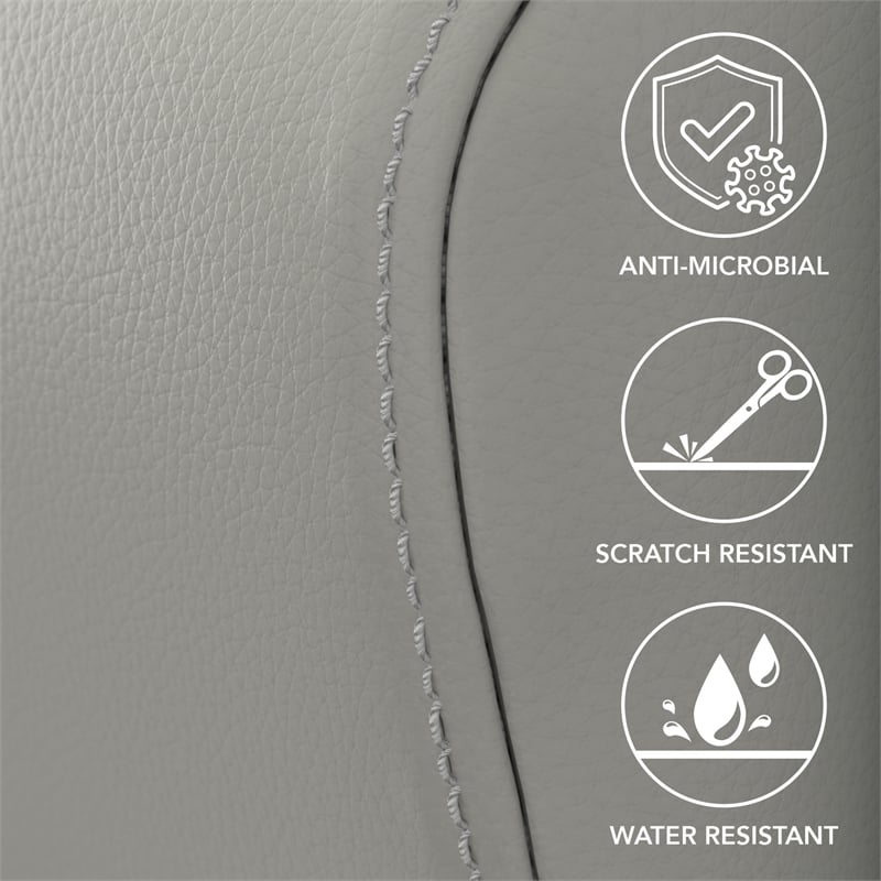 Pemberly Row Waiting Room Loveseat with Arms in Light Gray Vinyl