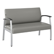Pemberly Row Waiting Room Loveseat with Arms in Light Gray Vinyl
