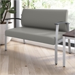 Pemberly Row Waiting Room Loveseat with Arms in Light Gray Vinyl