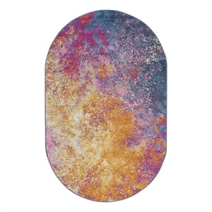 Pemberly Row 5' x 8' Oval Multicolor Fabric Modern Area Rug (8' Oval)