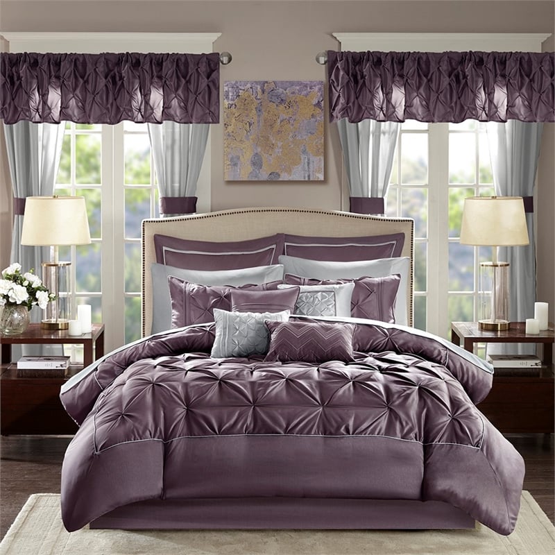 Pemberly Row Contemporary 24-Piece Room in a Bag in Plum Finish