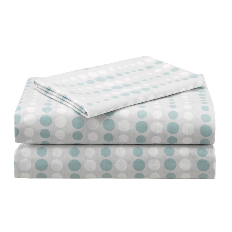 Pemberly Row Modern 9-Piece Cotton Comforter and Sheet Set - Aqua