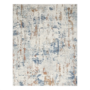 Pemberly Row 5' x 7' Beige Blue Rust Fabric Modern Area Rug (5' x 7')