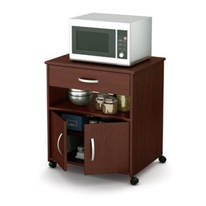 pemberly row contemporary microwave cart in royal cherry finish