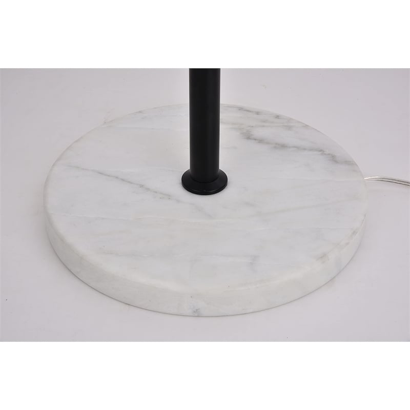 Pemberly Row Eclipse 1-Light Metal & Glass Floor Lamp in Black/Frosted White