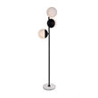 Pemberly Row 3-Light Metal Floor Lamp in Black and Frosted White