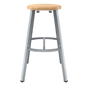 Pemberly Row Contemporary 30&quot Stool Solid Wood Seat in Gray Frame