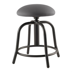 Pemberly Row 18-25&quot Swivel Metal Designer Stool with Charcoal Seat in Black