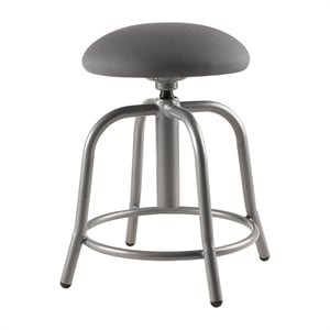 Pemberly Row 18-25&quot Swivel Metal Designer Stool with Charcoal Seat in Gray