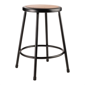 Pemberly Row 24&quot Modern Metal and Wood Heavy Duty Stool in Black