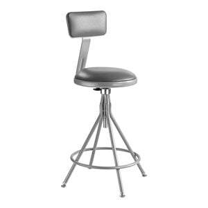Pemberly Row 24-30&quot Modern Steel and Vinyl Padded Heavy Duty Stool in Gray