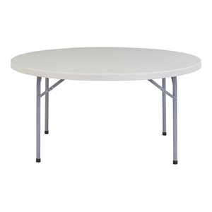 Pemberly Row 60&quot Round Plastic Heavy Duty Folding Table in Speckled Gray