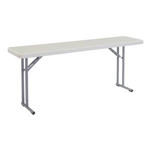 Pemberly Row 18x72&quot Plastic Heavy Duty Seminar Folding Table in Speckled Gray