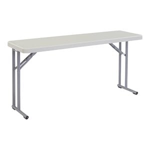 Pemberly Row 18x60&quot Plastic Heavy Duty Seminar Folding Table in Speckled Gray