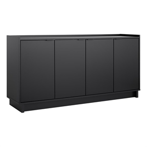 Pemberly Row Contemporary Engineered Wood 4-Door console in Black
