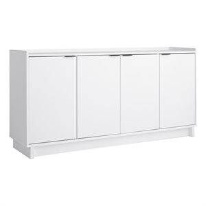 Pemberly Row Contemporary Engineered Wood 4-Door console in White