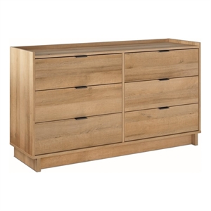 pemberly row contemporary engineered wood 6-drawer dresser in oak