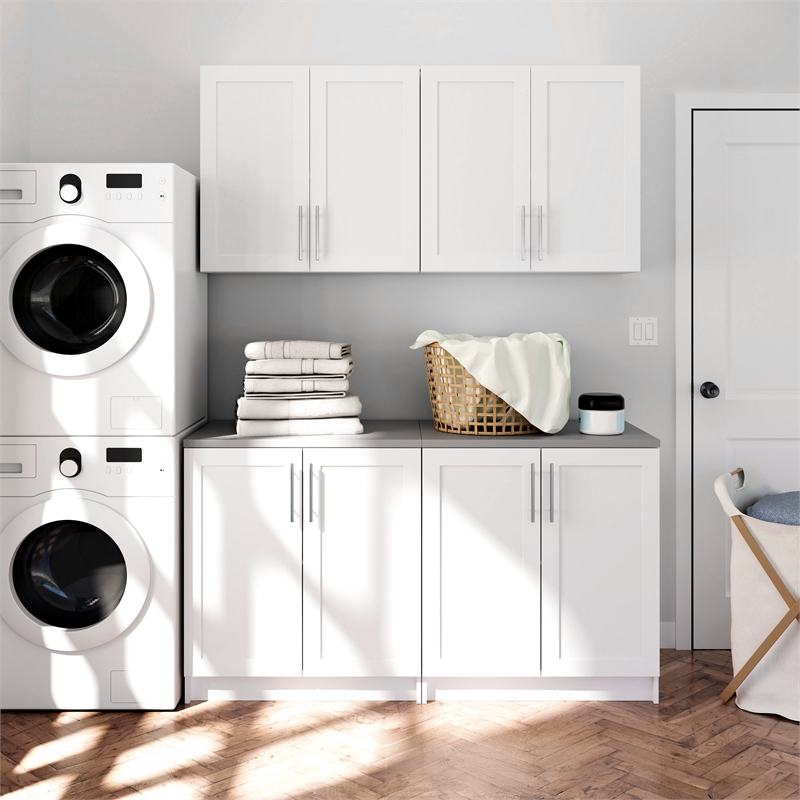 Pemberly Row Transitional Engineered Wood Plus Storage - 4 Pc in White