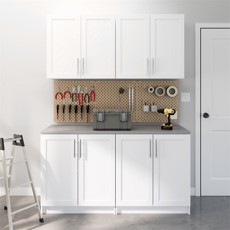 Pemberly Row Transitional Engineered Wood Plus Storage - 4 Pc in White