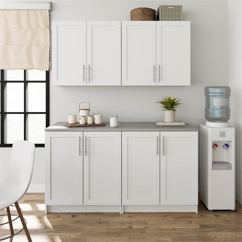 Pemberly Row Transitional Engineered Wood Plus Storage - 4 Pc in White