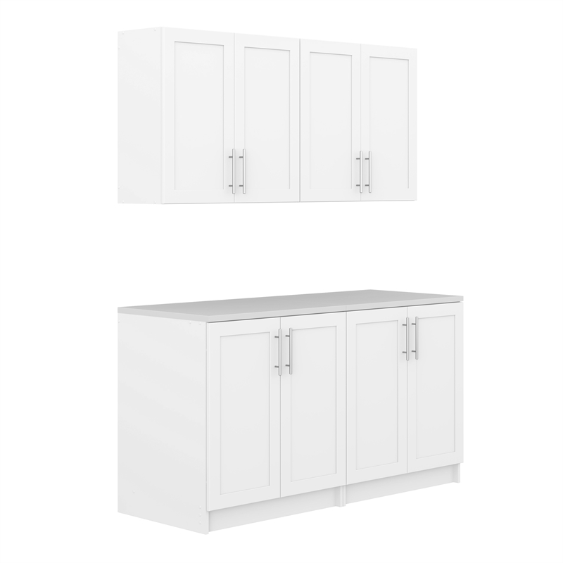Pemberly Row Transitional Engineered Wood Plus Storage - 4 Pc in White