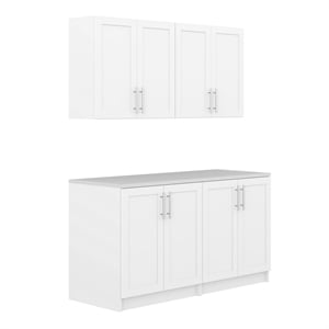 Pemberly Row Transitional Engineered Wood Plus Storage - 4 Pc in White