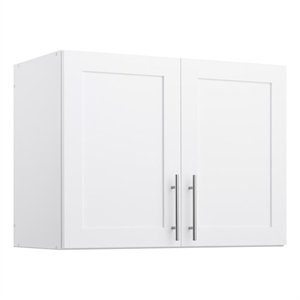Pemberly Row Transitional Engineered Wood 32&quot Stackable Wall Cabinet in White