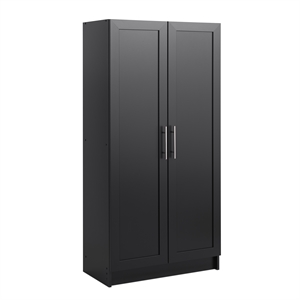 Pemberly Row Engineered Wood 32&quot Storage Cabinet with Shaker Doors in Black