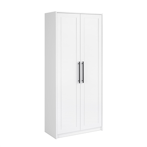 Pemberly Row 72&quot Tall Storage Cabinet with Shaker Doors in White
